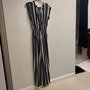 Jumpsuit black and white striped Enfocus Studio size 10
